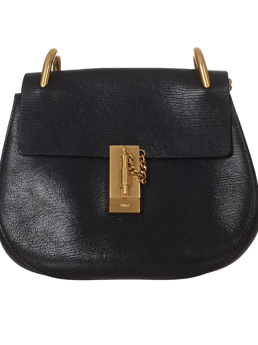 ♥️Chloe Drew Small Black Leather Shoulder Bag with Gold Hardware♥️